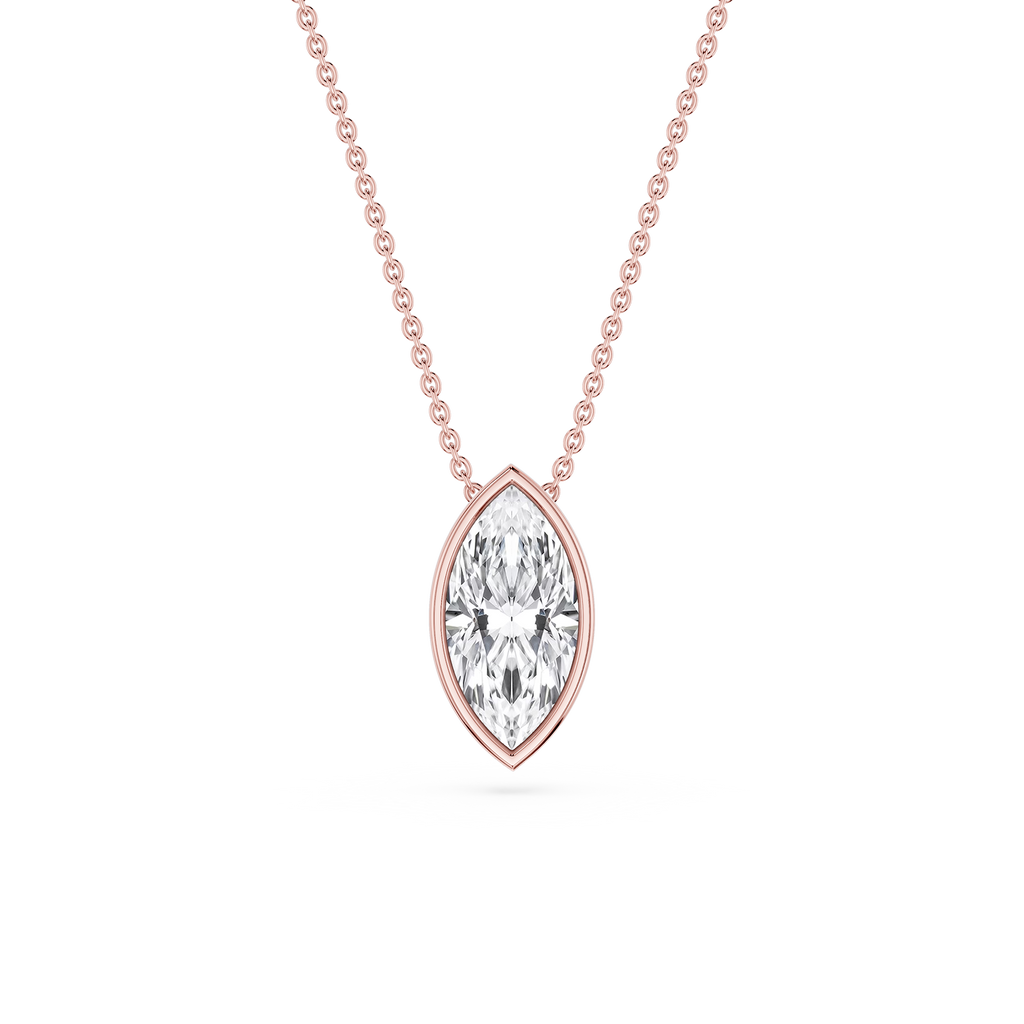 Marquise LGD Bezel Solitaire Slide Pendant - 16 to 18 Inches
