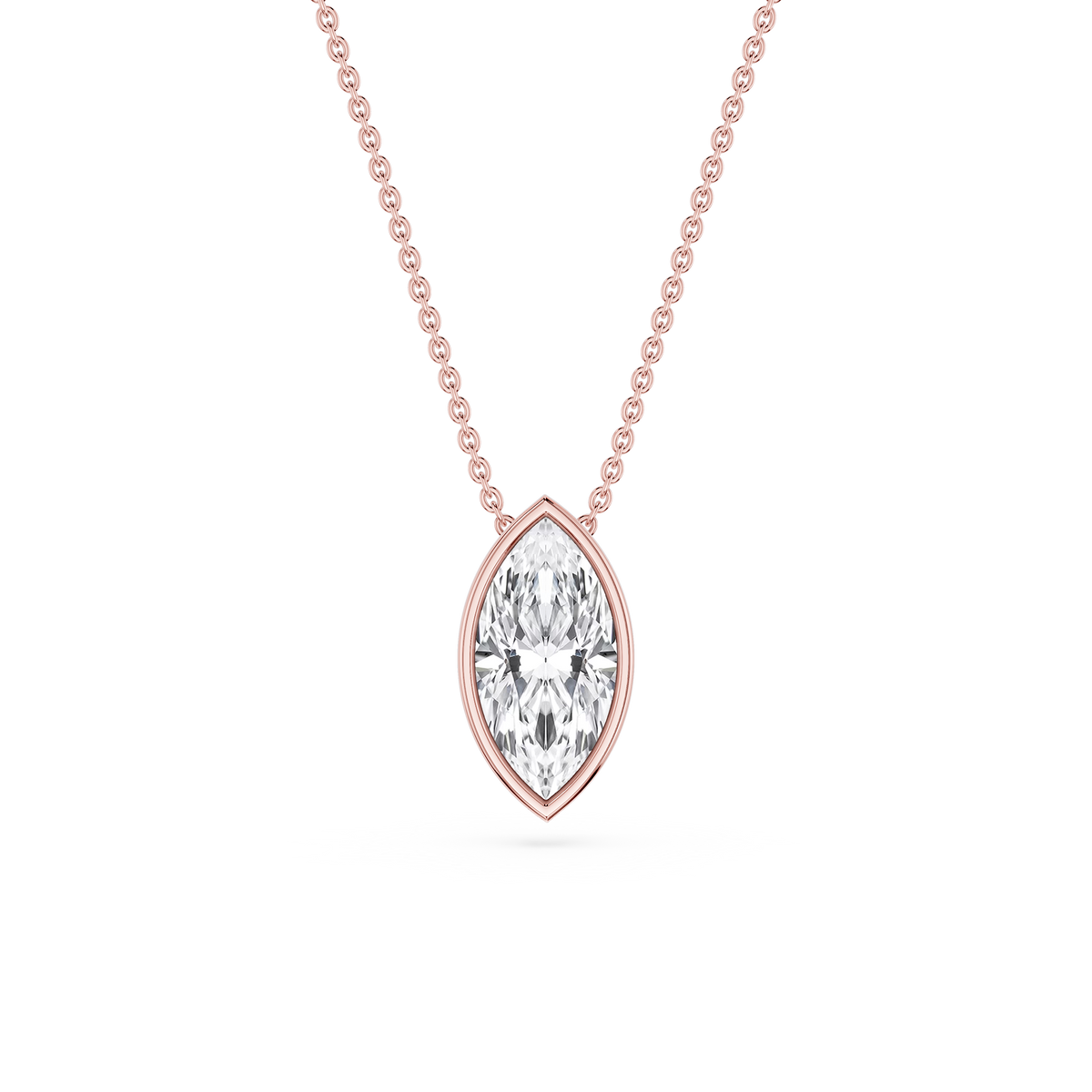 Marquise LGD Bezel Solitaire Slide Pendant - 16 to 18 Inches