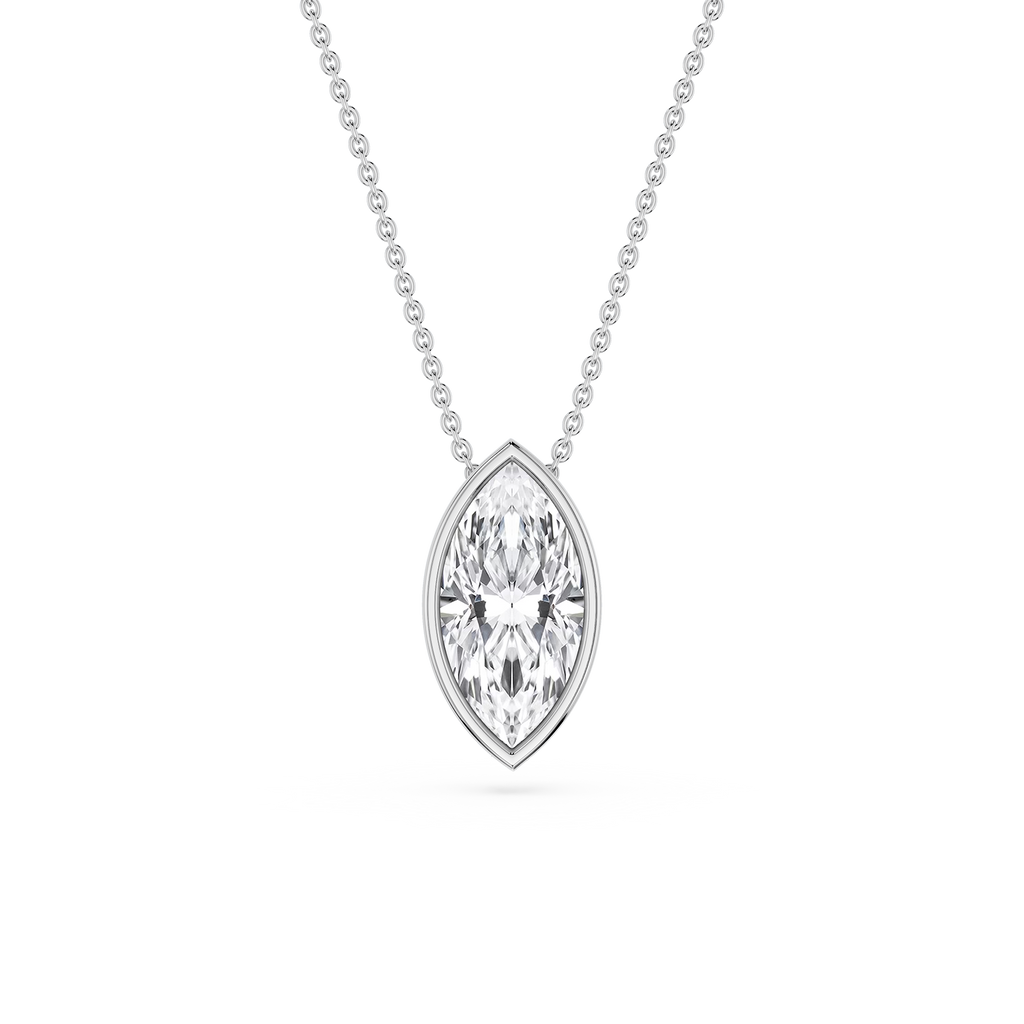 Marquise LGD Bezel Solitaire Slide Pendant - 16 to 18 Inches