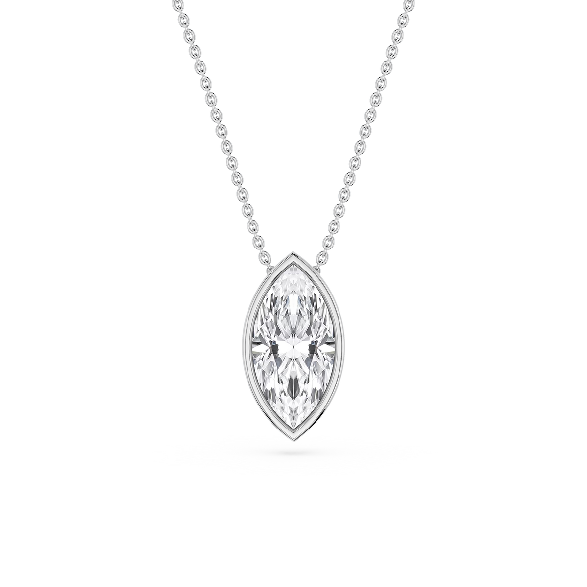 Marquise LGD Bezel Solitaire Slide Pendant - 16 to 18 Inches