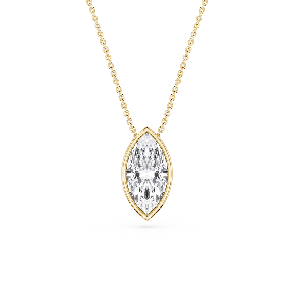 Marquise LGD Bezel Solitaire Slide Pendant - 16 to 18 Inches