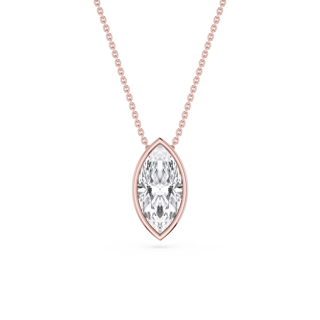 Marquise LGD Bezel Solitaire Slide Pendant - 16 to 18 Inches