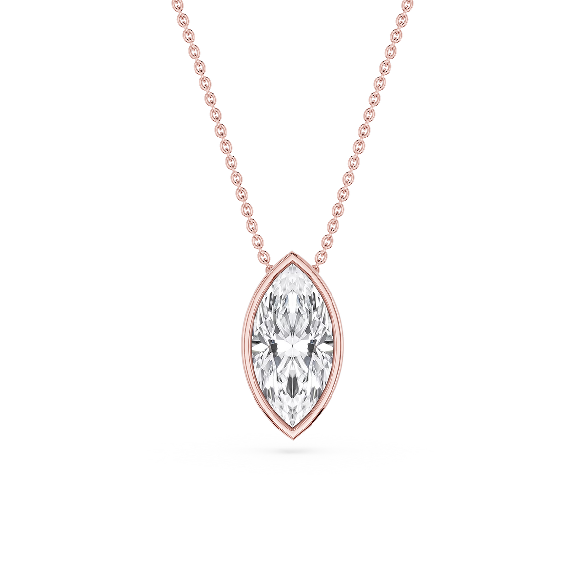 Marquise LGD Bezel Solitaire Slide Pendant - 16 to 18 Inches