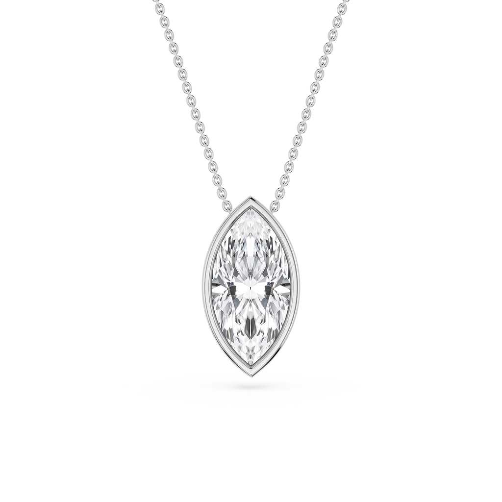 Marquise LGD Bezel Solitaire Slide Pendant - 16 to 18 Inches