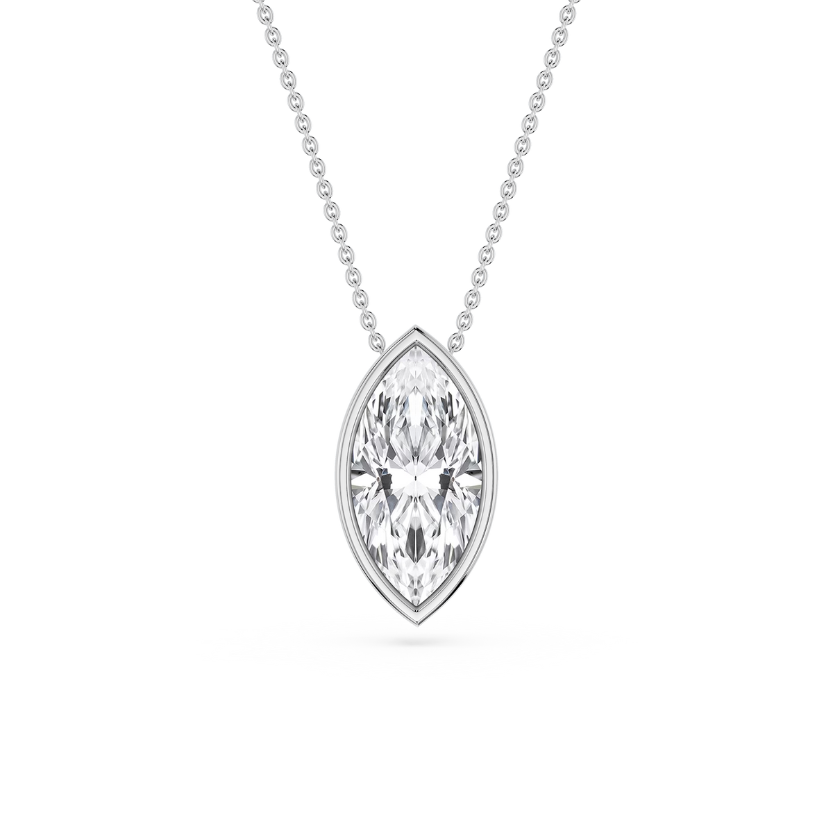 Marquise LGD Bezel Solitaire Slide Pendant - 16 to 18 Inches