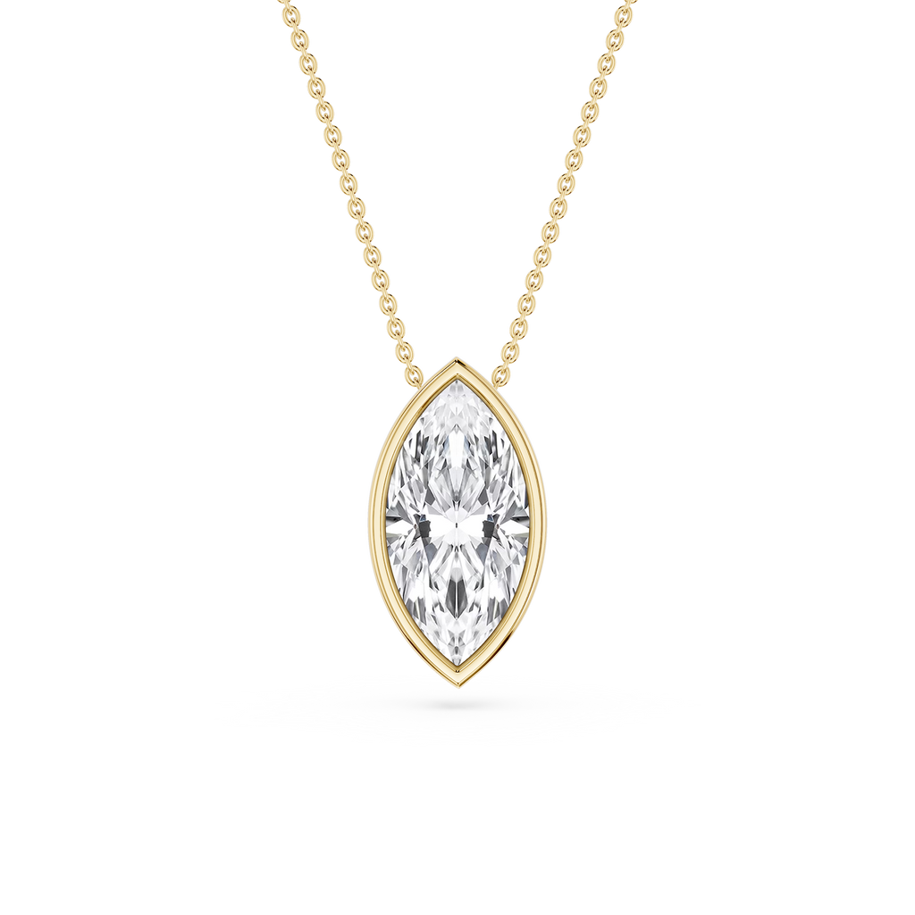 Marquise LGD Bezel Solitaire Slide Pendant - 16 to 18 Inches