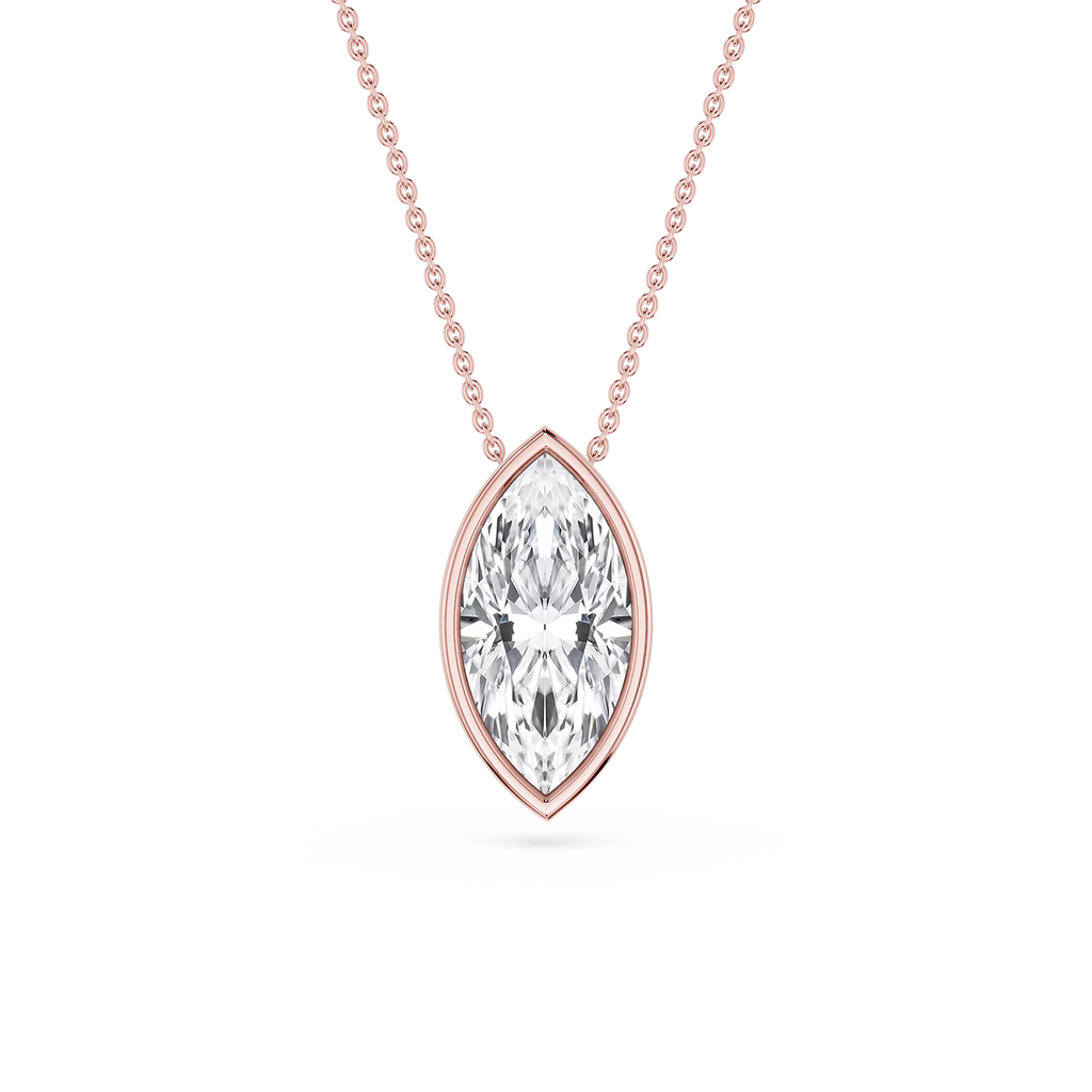 Marquise LGD Bezel Solitaire Slide Pendant - 16 to 18 Inches