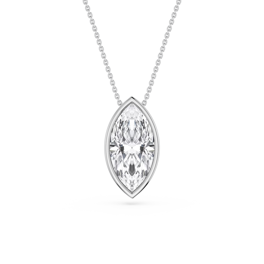 Marquise LGD Bezel Solitaire Slide Pendant - 16 to 18 Inches