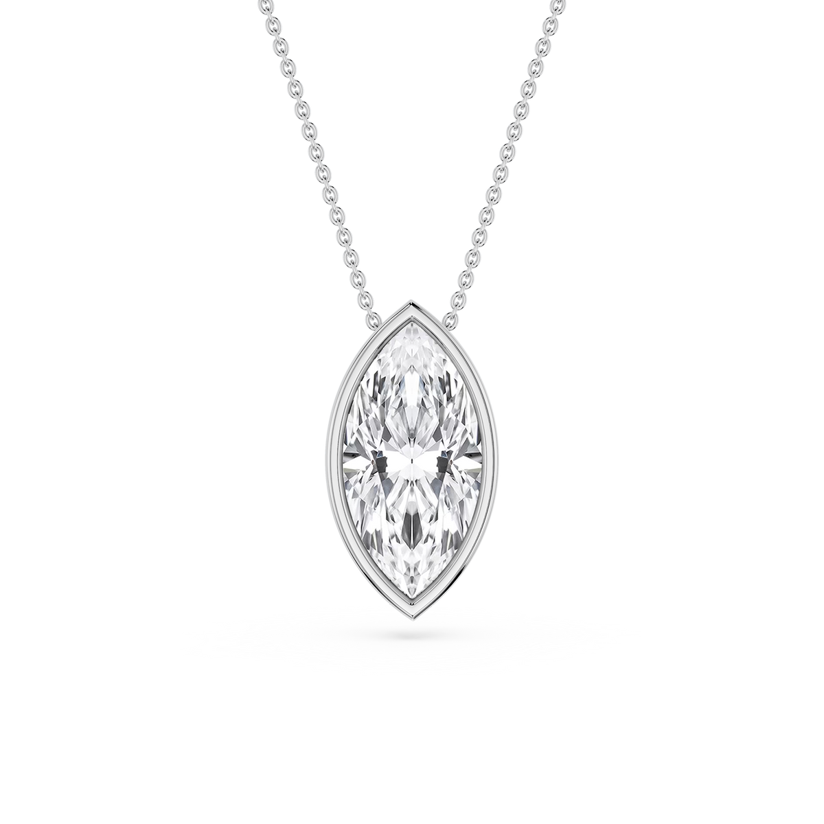 Marquise LGD Bezel Solitaire Slide Pendant - 16 to 18 Inches