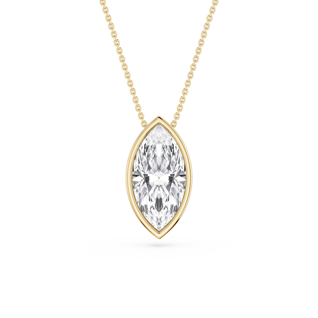 Marquise LGD Bezel Solitaire Slide Pendant - 16 to 18 Inches