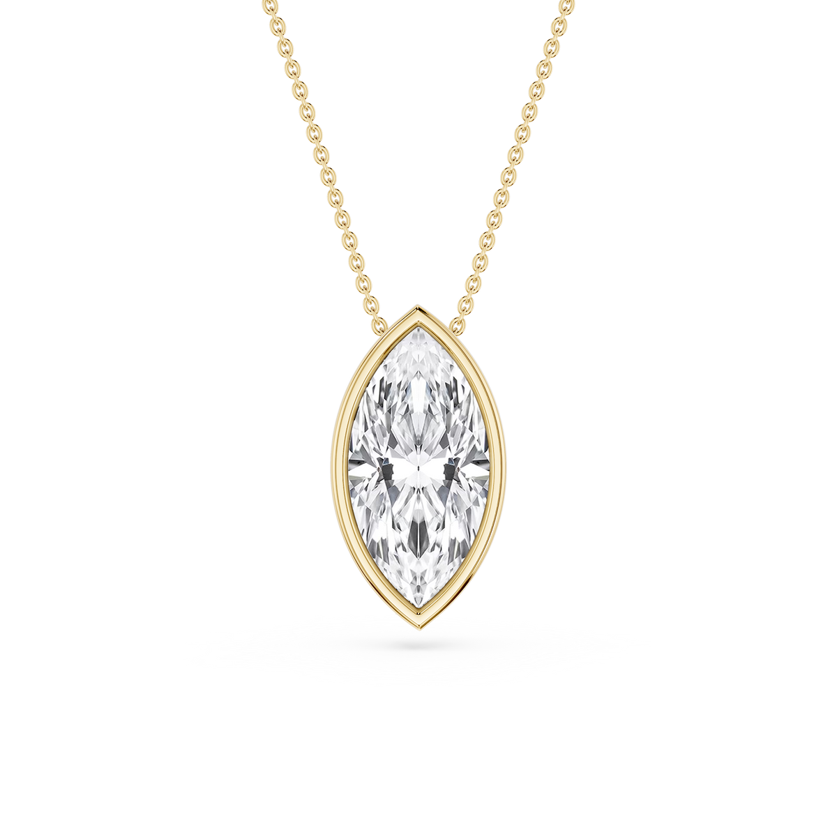 Marquise LGD Bezel Solitaire Slide Pendant - 16 to 18 Inches