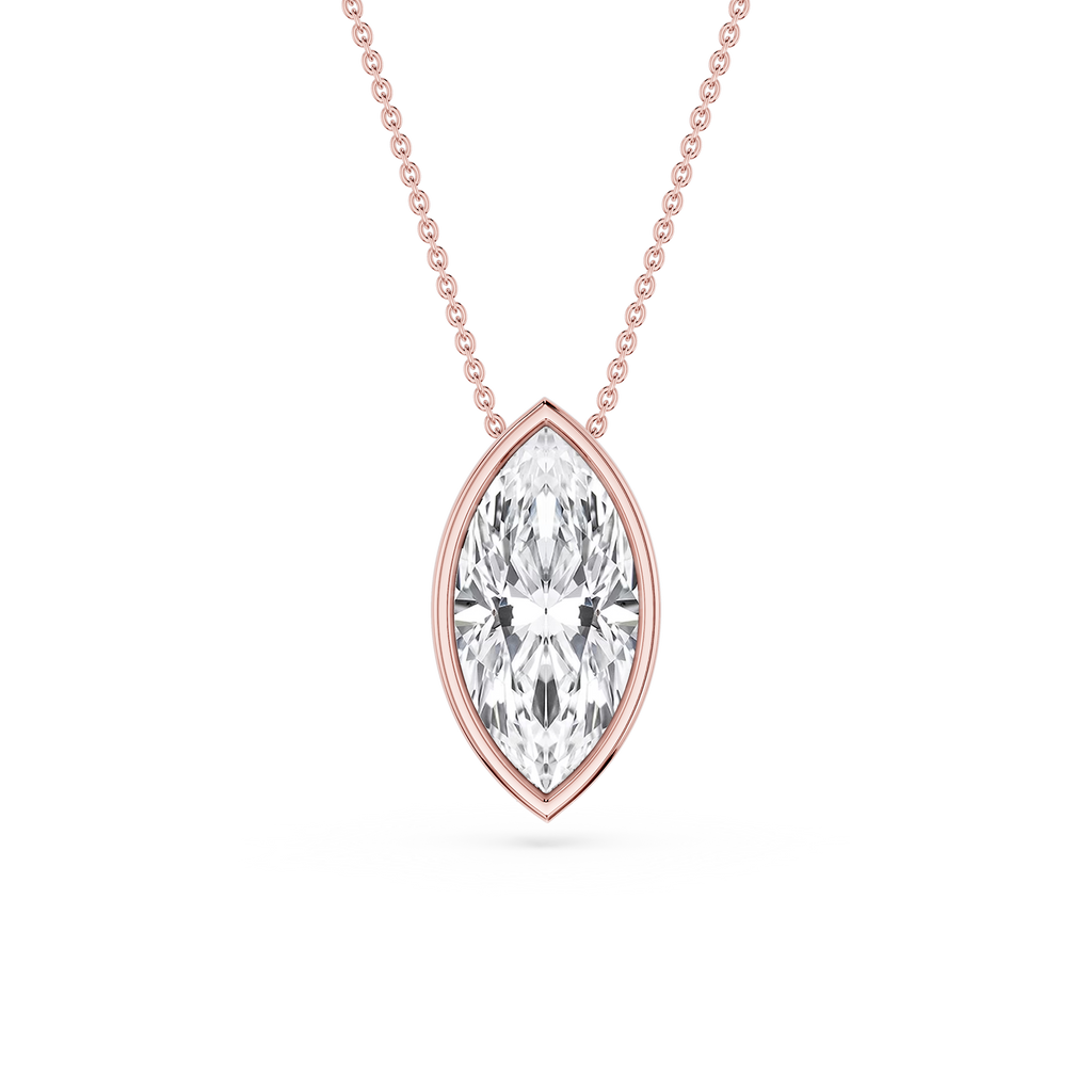 Marquise LGD Bezel Solitaire Slide Pendant - 16 to 18 Inches