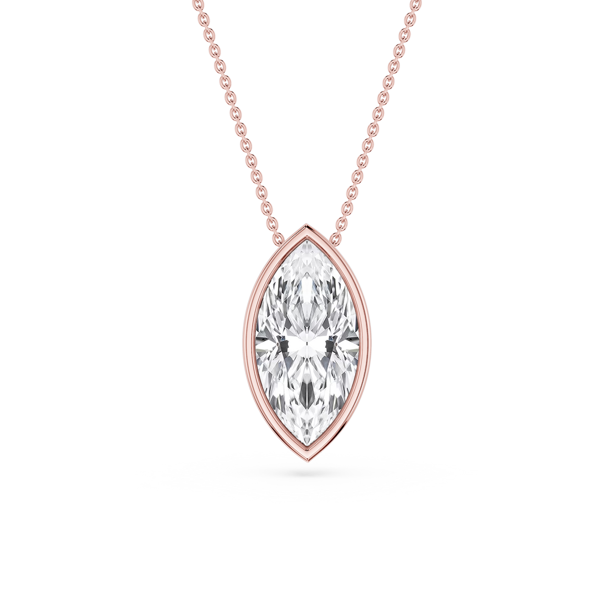 Marquise LGD Bezel Solitaire Slide Pendant - 16 to 18 Inches