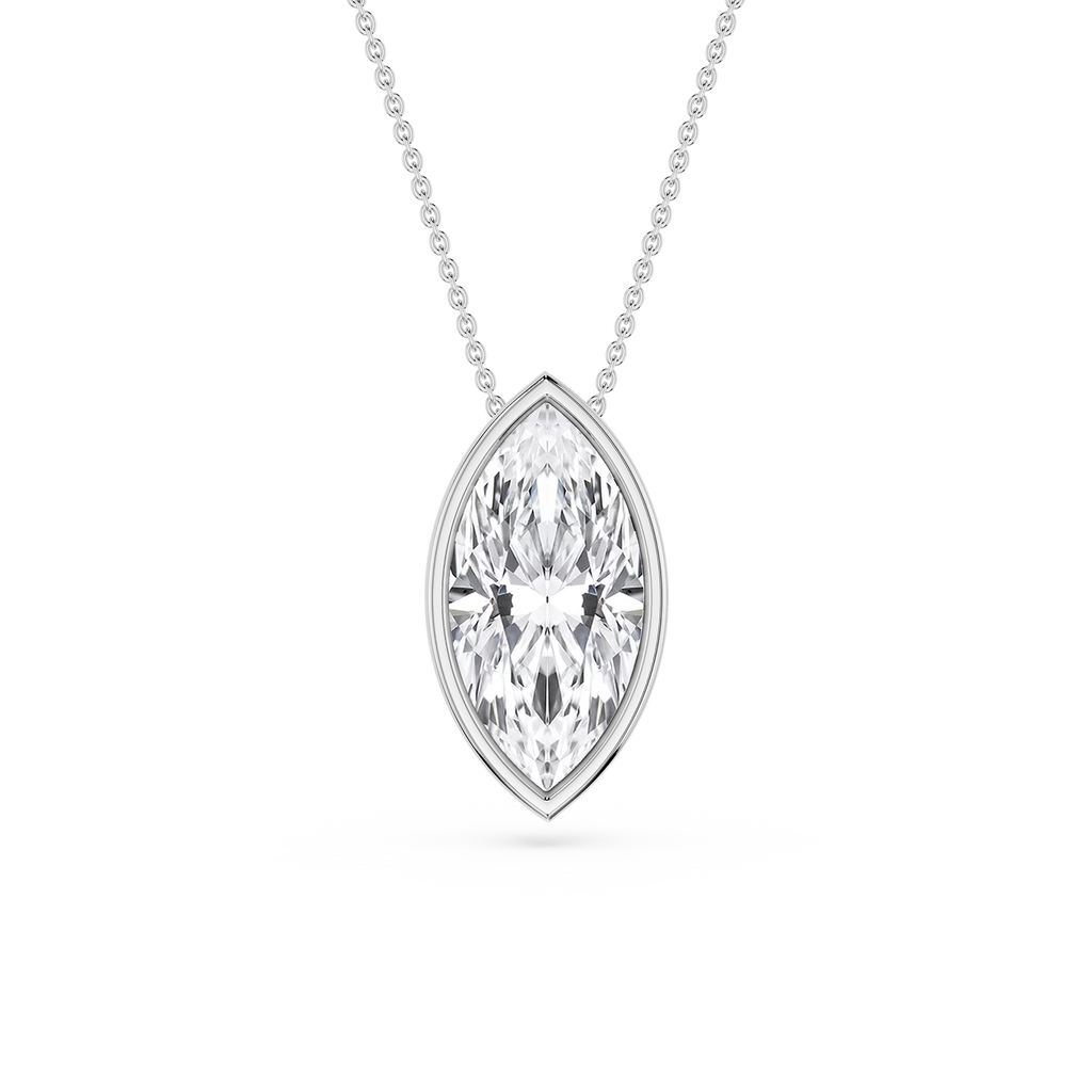 Marquise LGD Bezel Solitaire Slide Pendant - 16 to 18 Inches