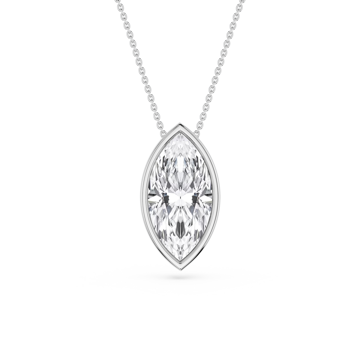Marquise LGD Bezel Solitaire Slide Pendant - 16 to 18 Inches