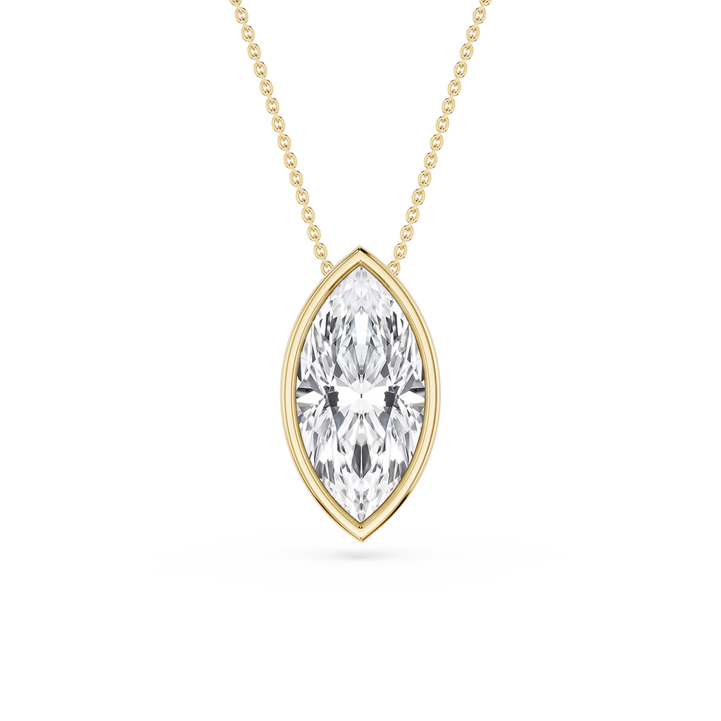 Marquise LGD Bezel Solitaire Slide Pendant - 16 to 18 Inches