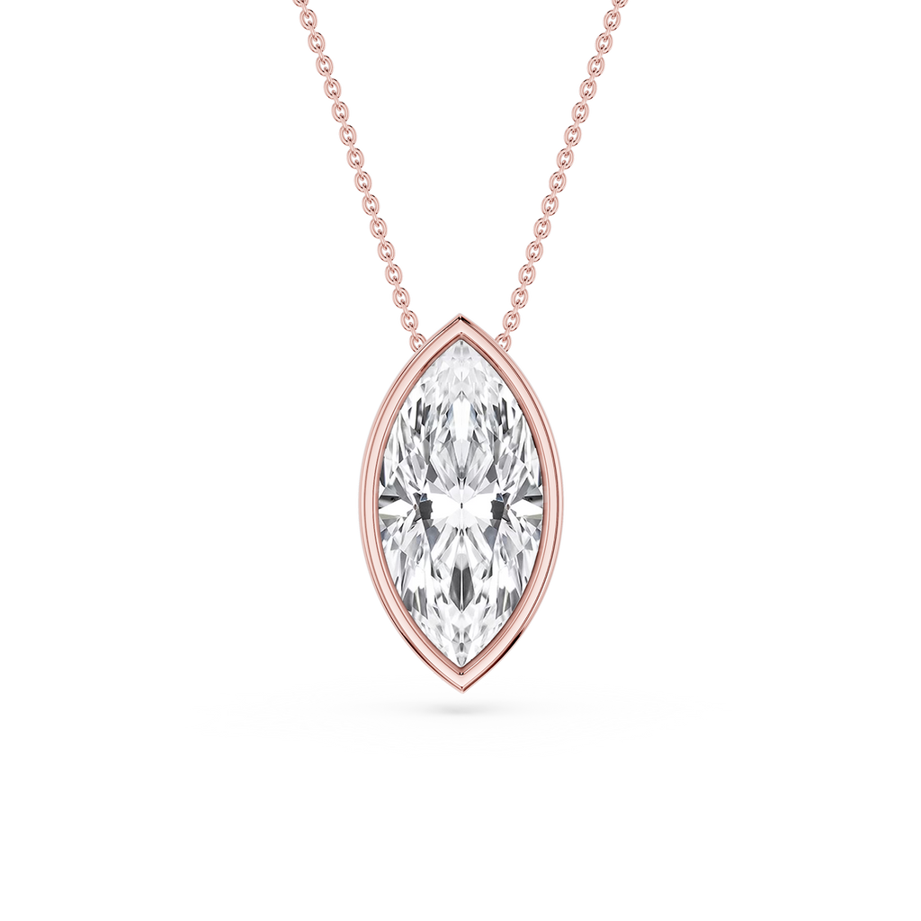 Marquise LGD Bezel Solitaire Slide Pendant - 16 to 18 Inches