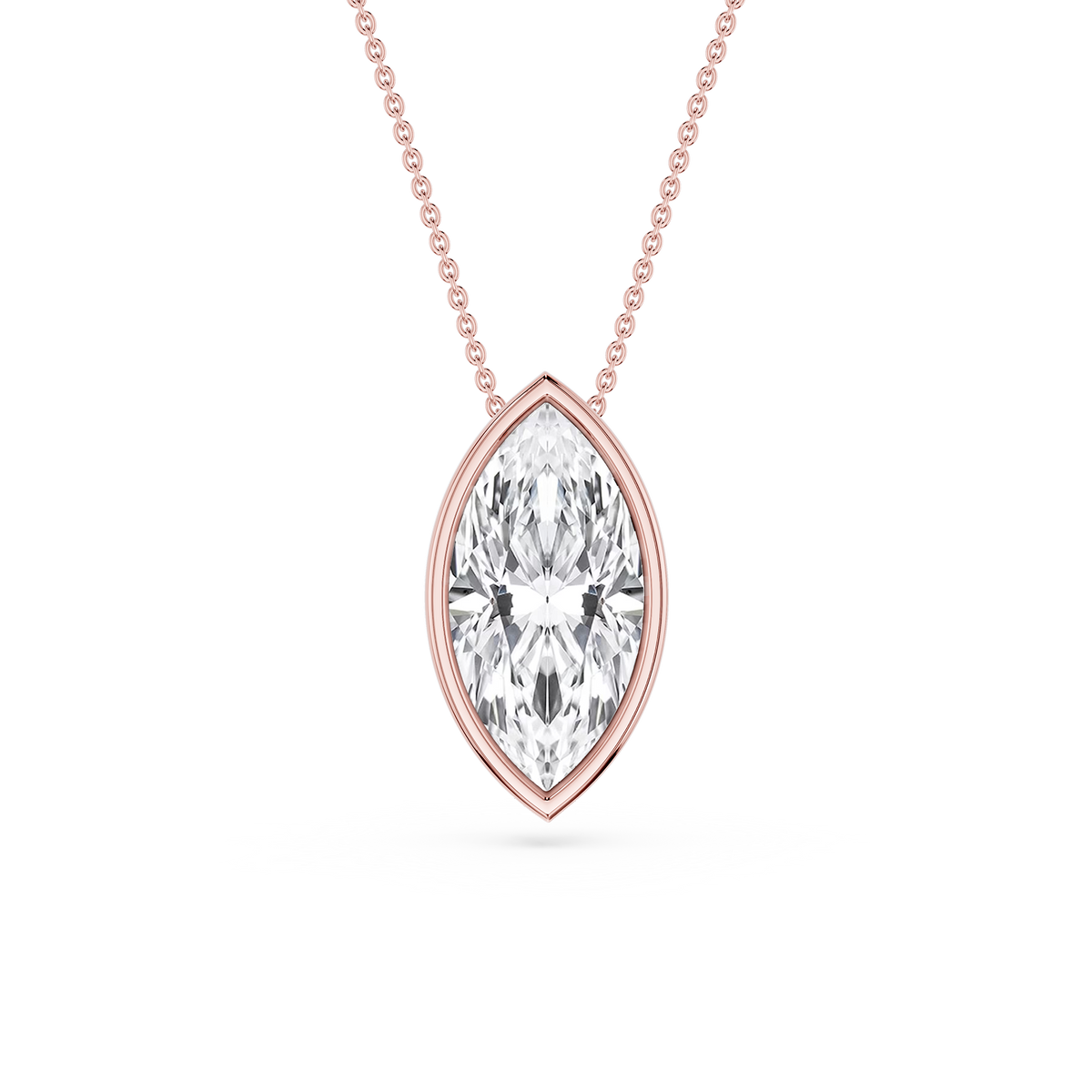 Marquise LGD Bezel Solitaire Slide Pendant - 16 to 18 Inches