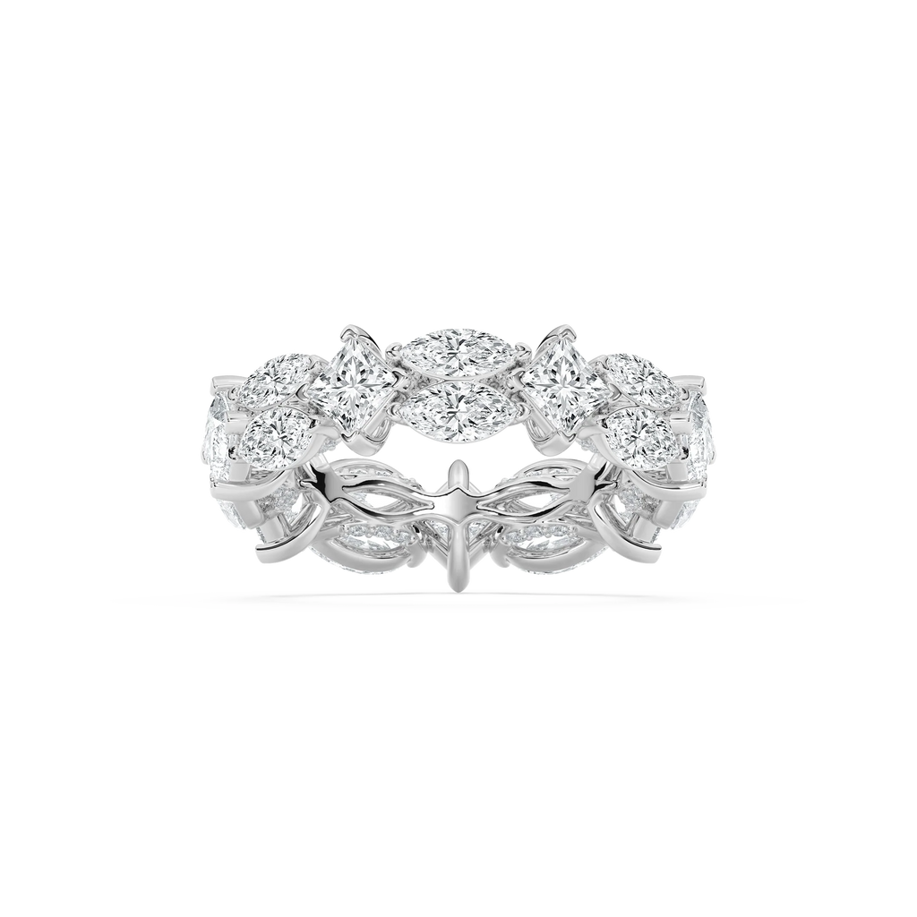 Arya 6 ½ ctw Marquise and Princess LGD Alternating Eternity Band - 14K White Gold