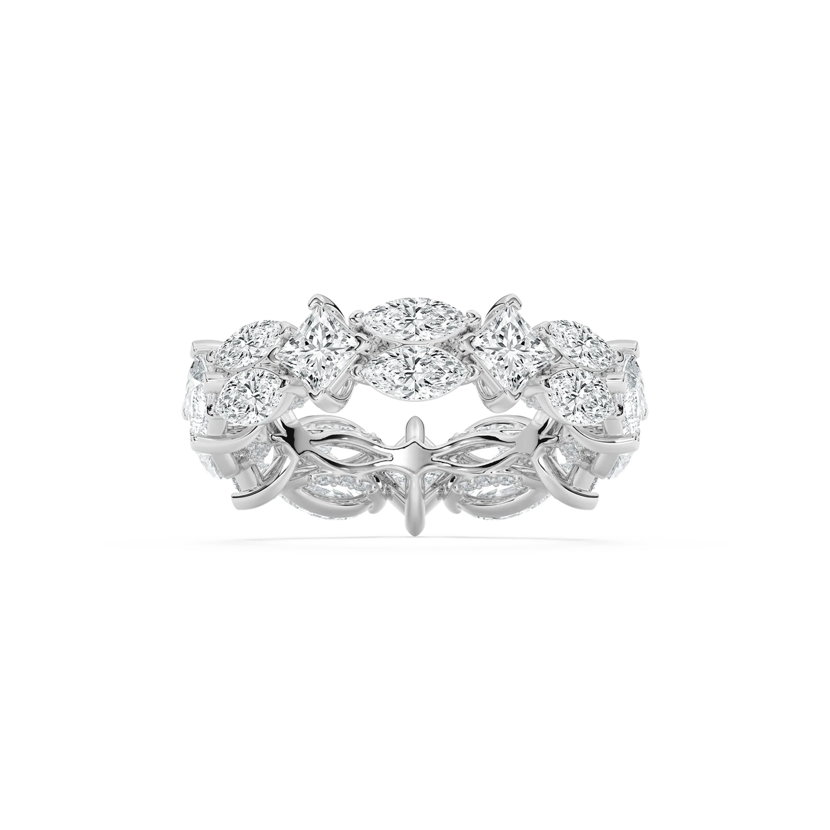 Arya 6 ½ ctw Marquise and Princess LGD Alternating Eternity Band - 14K White Gold
