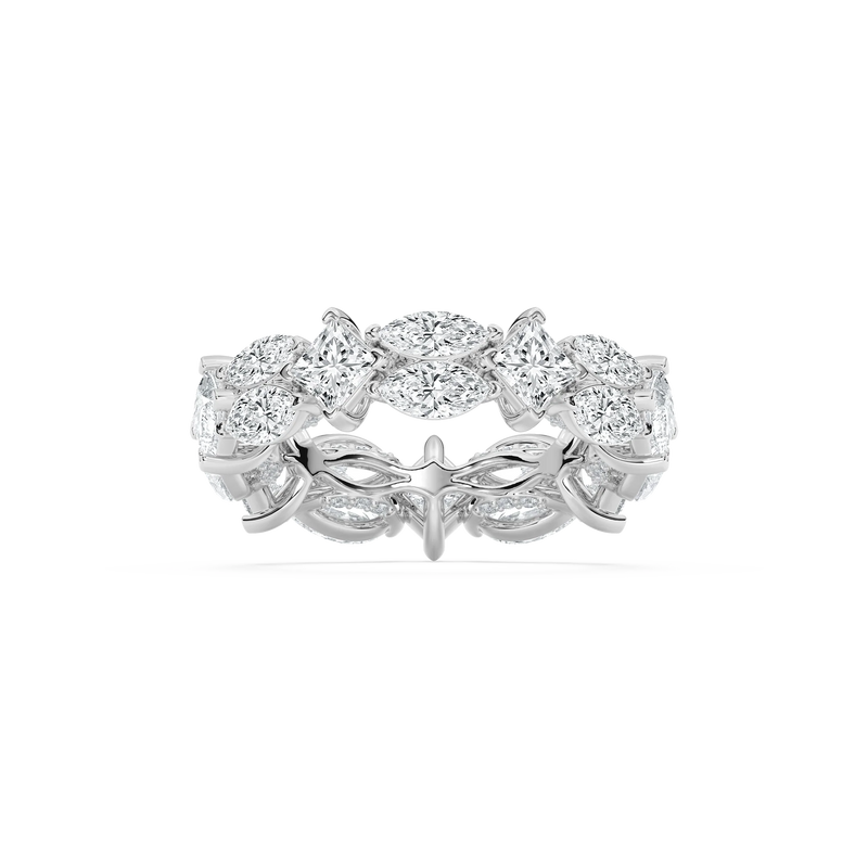 Arya 6 ½ ctw Marquise and Princess LGD Alternating Eternity Band - 14K White Gold