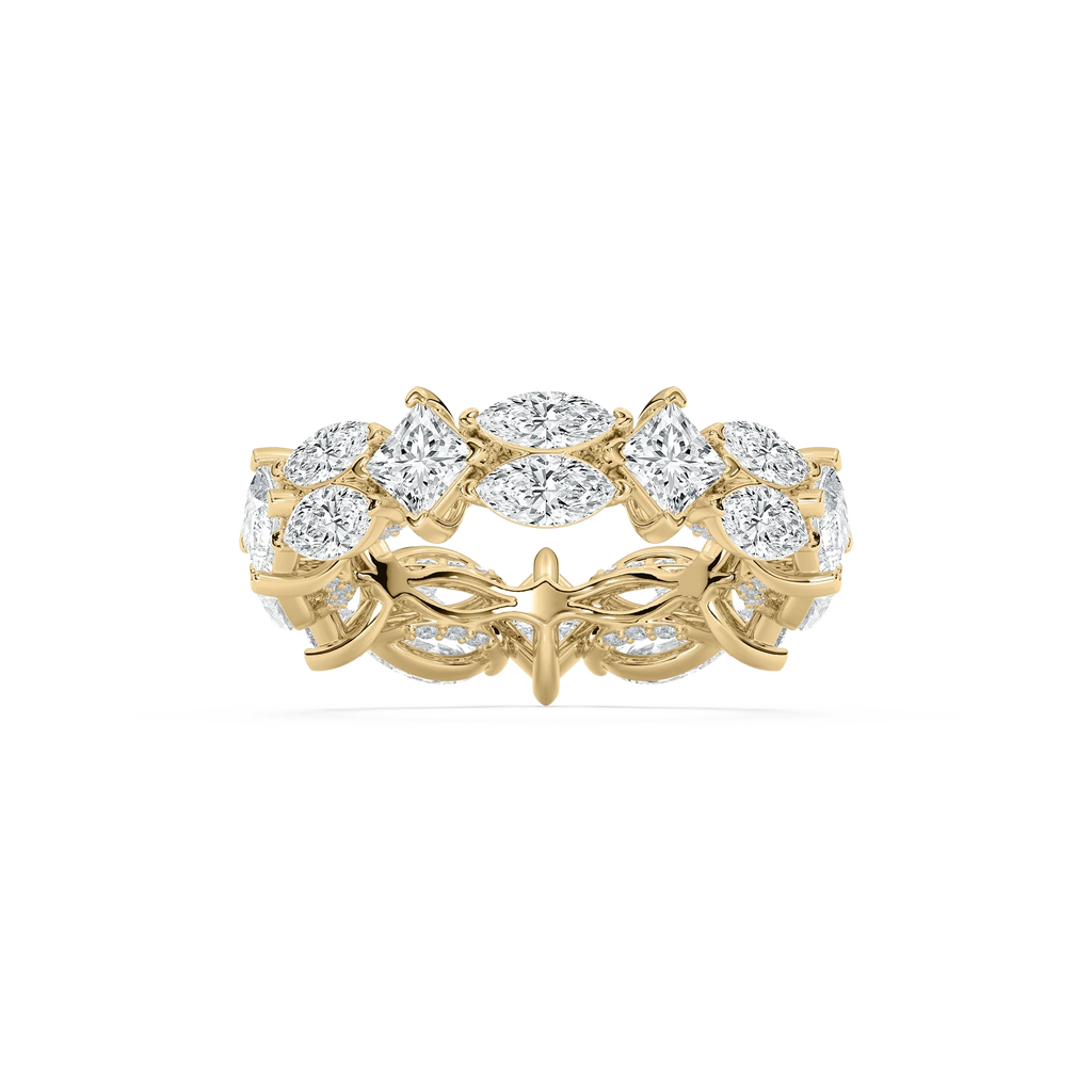 Arya 6 ½ ctw Marquise and Princess LGD Alternating Eternity Band - 14K Yellow Gold