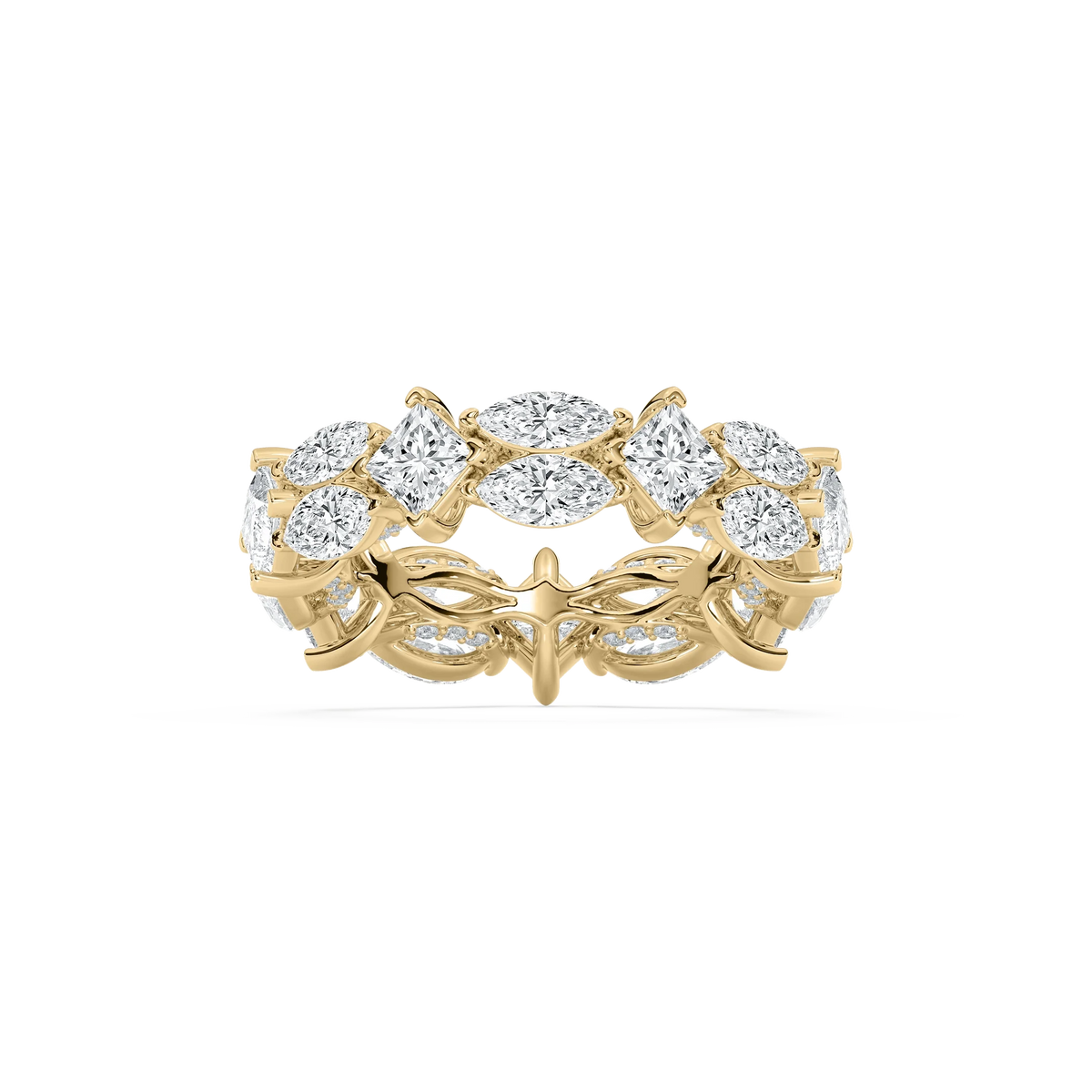 Arya 6 ½ ctw Marquise and Princess LGD Alternating Eternity Band - 14K Yellow Gold