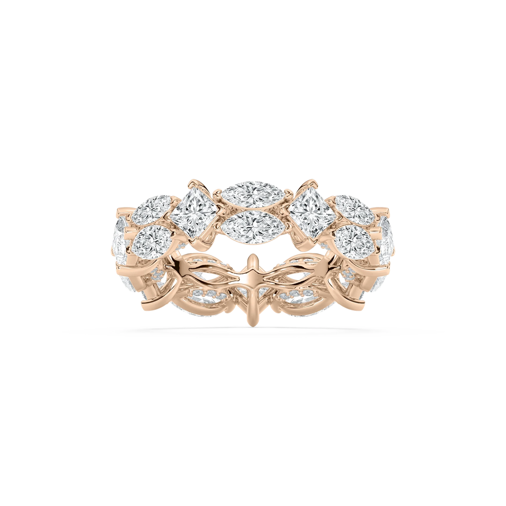 Arya 6 ½ ctw Marquise and Princess LGD Alternating Eternity Band - 14K Rose Gold
