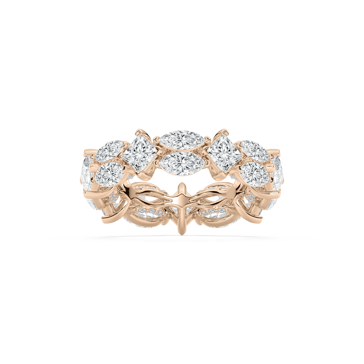 Arya 6 ½ ctw Marquise and Princess LGD Alternating Eternity Band - 14K Rose Gold