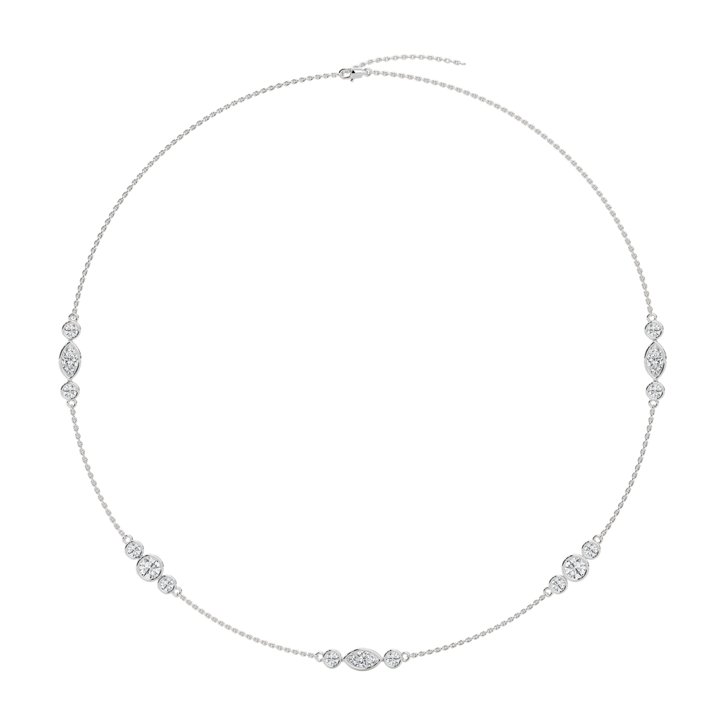 4 ctw Marquise and Round LGD Trio Station Necklace - 18 Inches