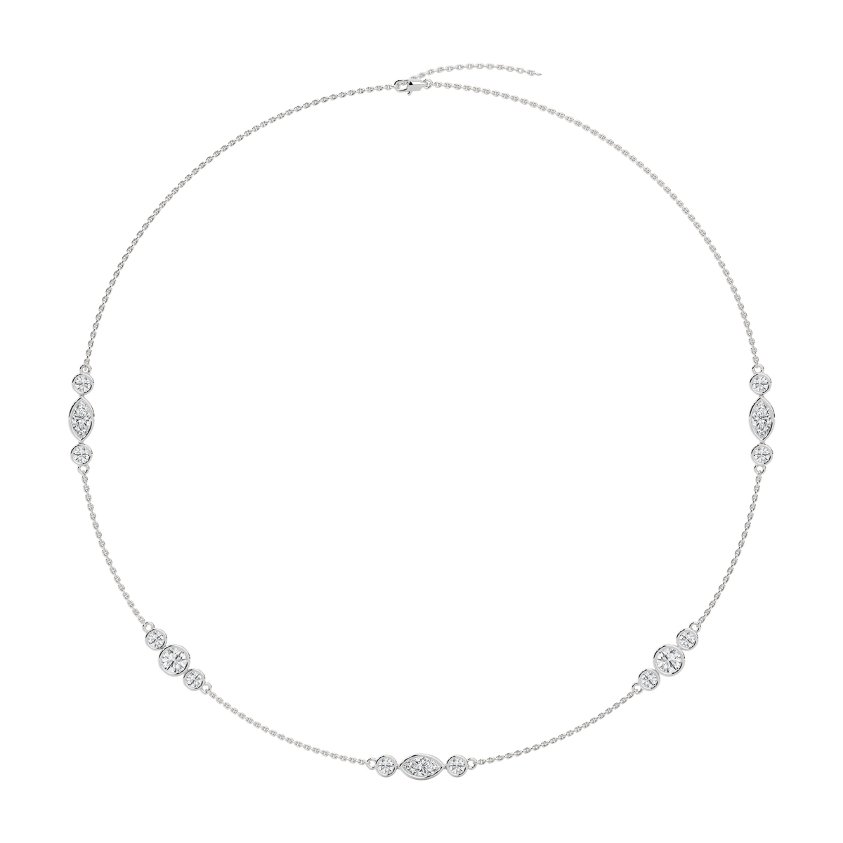 4 ctw Marquise and Round LGD Trio Station Necklace - 18 Inches