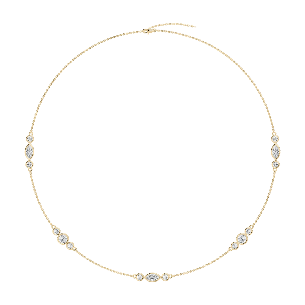 4 ctw Marquise and Round LGD Trio Station Necklace - 18 Inches