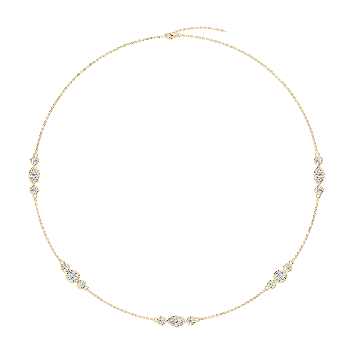 4 ctw Marquise and Round LGD Trio Station Necklace - 18 Inches