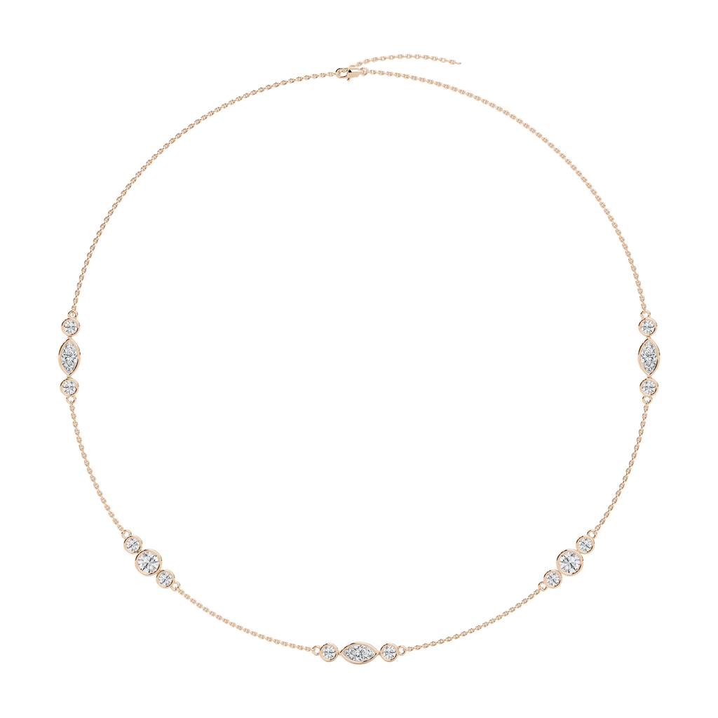 4 ctw Marquise and Round LGD Trio Station Necklace - 18 Inches