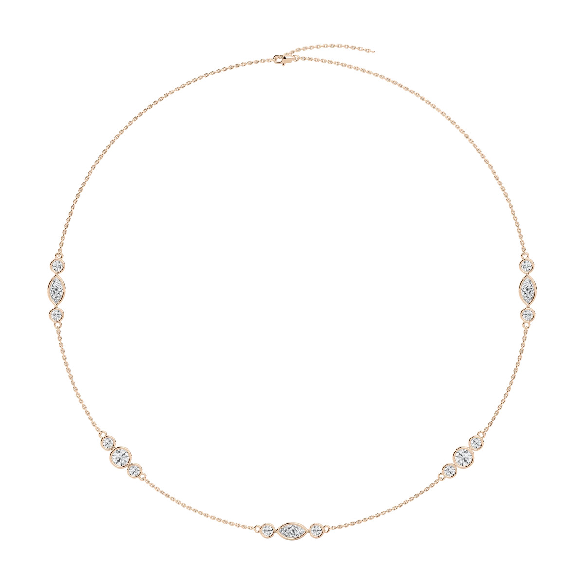 4 ctw Marquise and Round LGD Trio Station Necklace - 18 Inches