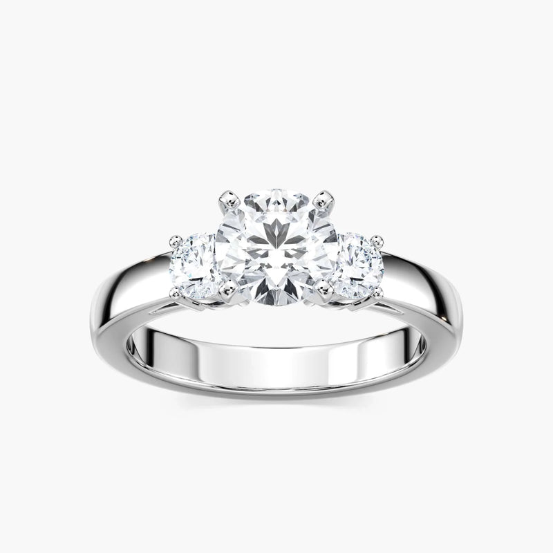 Mary Round LGD Nested Three Stone Engagement Ring - 14K White Gold