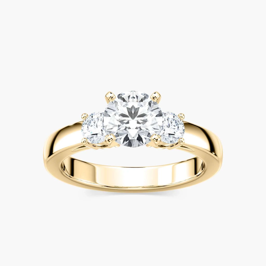 Mary Round LGD Nested Three Stone Engagement Ring - 14K Yellow Gold