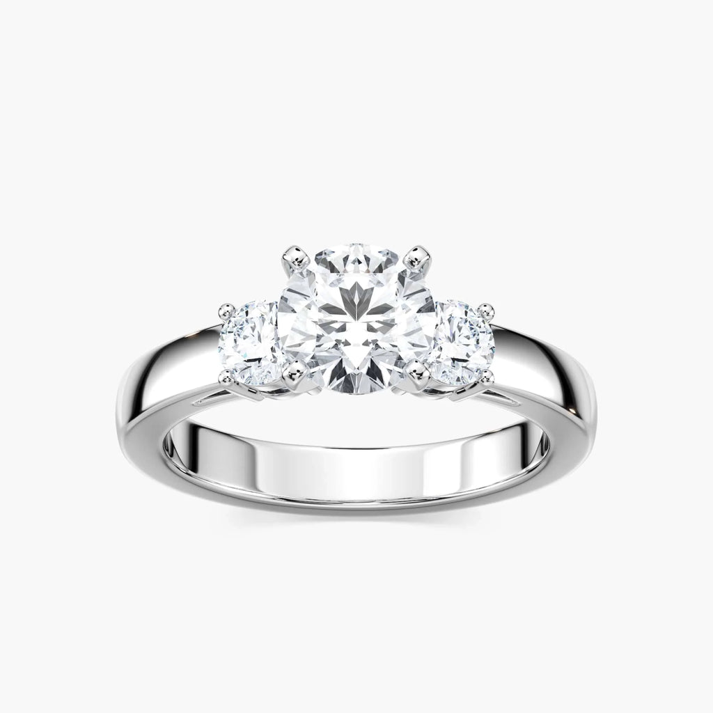 Mary Round LGD Nested Three Stone Engagement Ring - 18K White Gold