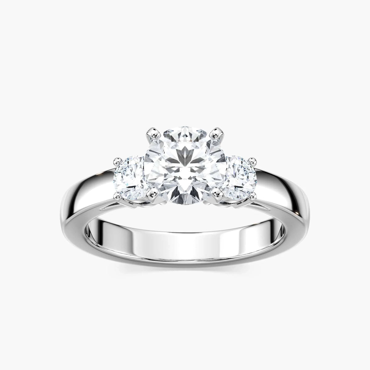 Mary Round LGD Nested Three Stone Engagement Ring - 18K White Gold
