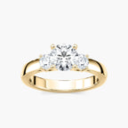 Mary Round LGD Nested Three Stone Engagement Ring - 18K Yellow Gold