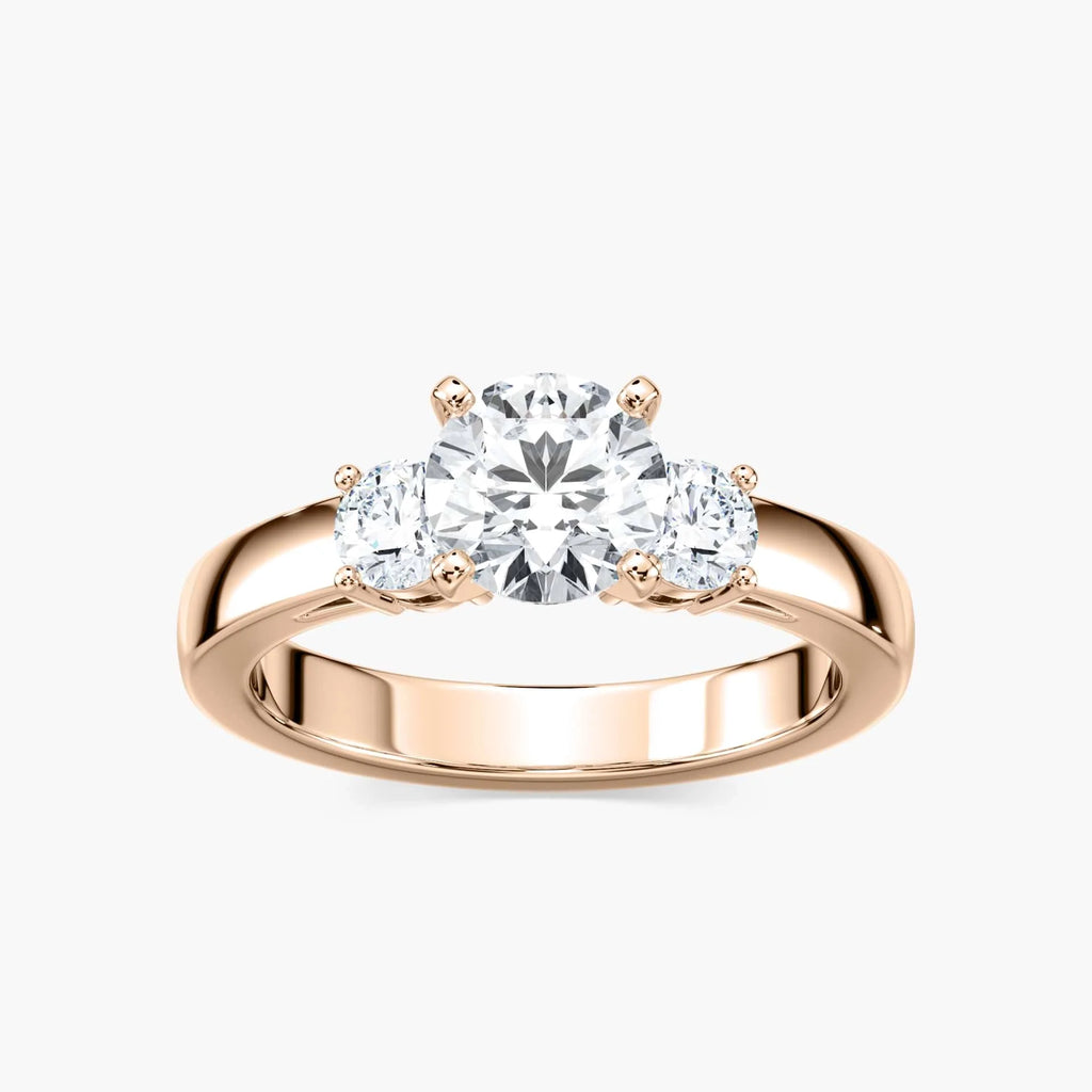 Mary Round LGD Nested Three Stone Engagement Ring - 18K Rose Gold