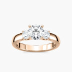 Mary Round LGD Nested Three Stone Engagement Ring - 18K Rose Gold