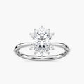 Matilda Round LGD Starburst Halo Engagement Ring - 14K White Gold