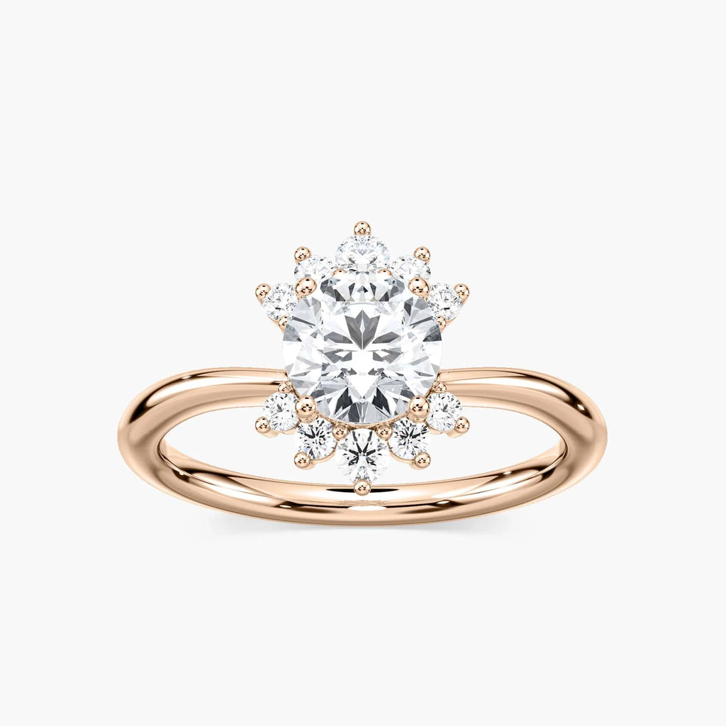 Matilda Round LGD Starburst Halo Engagement Ring - 14K Rose Gold