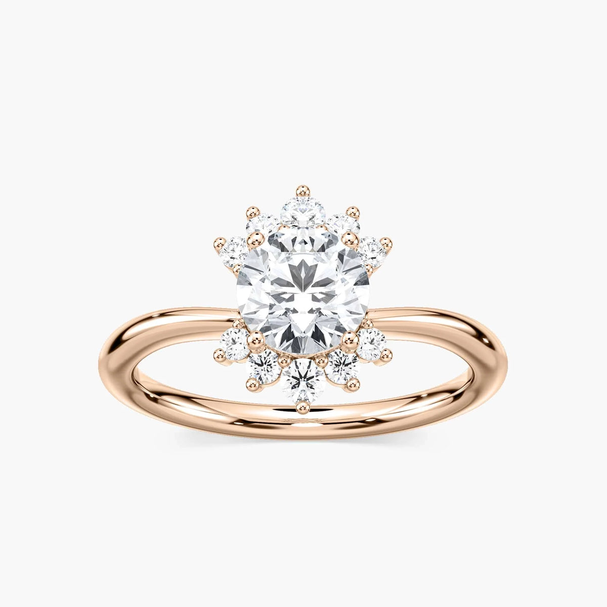 Matilda Round LGD Starburst Halo Engagement Ring - 14K Rose Gold