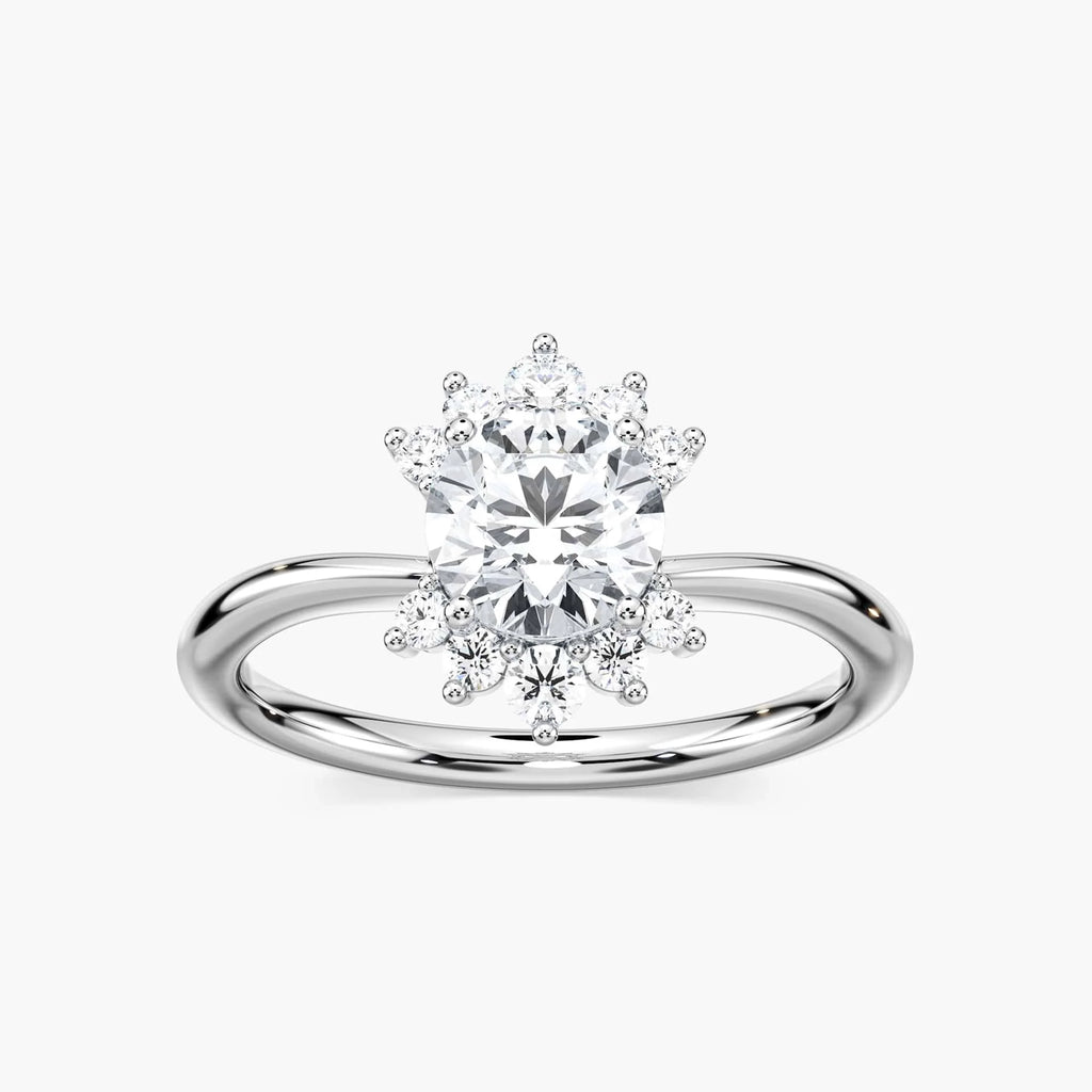 Matilda Round LGD Starburst Halo Engagement Ring - 18K White Gold