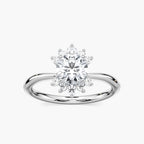 Matilda Round LGD Starburst Halo Engagement Ring - 18K White Gold