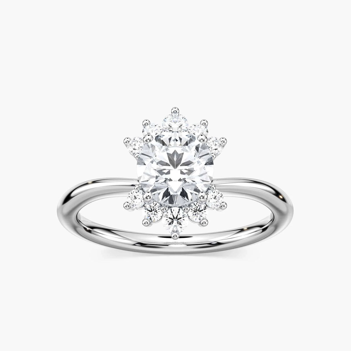 Matilda Round LGD Starburst Halo Engagement Ring - 18K White Gold