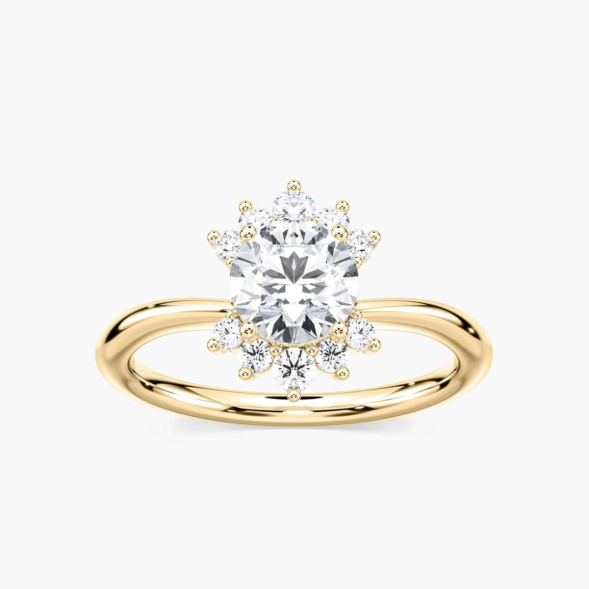 Matilda Round LGD Starburst Halo Engagement Ring - 18K Yellow Gold
