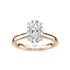Camila Oval LGD Cathedral Hidden Halo Engagement Ring - Two-Tone 14K White Gold and 14K Rose Gold